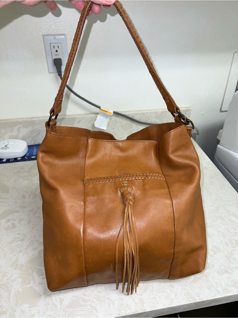 Lucky Brand Carmen Leather Hobo /Bucket Bag